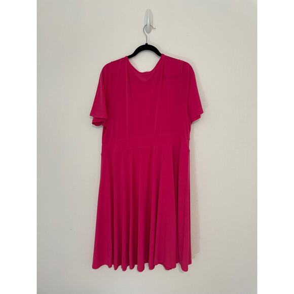 Torrid Womens Midi Skater Dress Plus Size 2X Solid HOT Dark Pink Flutter Sleeves - Picture 4 of 4